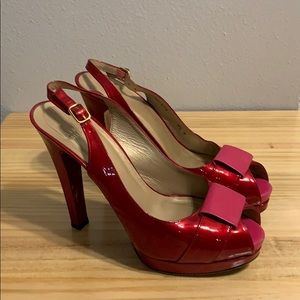 Ruby Slippers Stuart Weitzman red patent platform